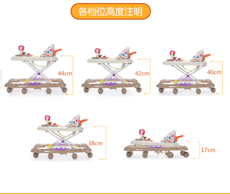 Baby Walker 6 7-18 tháng bé Rollover đa chức năng tay đẩy dễ dàng gấp chàng trai và cô gái học lái xe xe tập đi nhựa chợ lớn