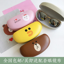Sunglasses box Womens large glasses box fashion portable leather large capacity sunglasses box send glasses cloth