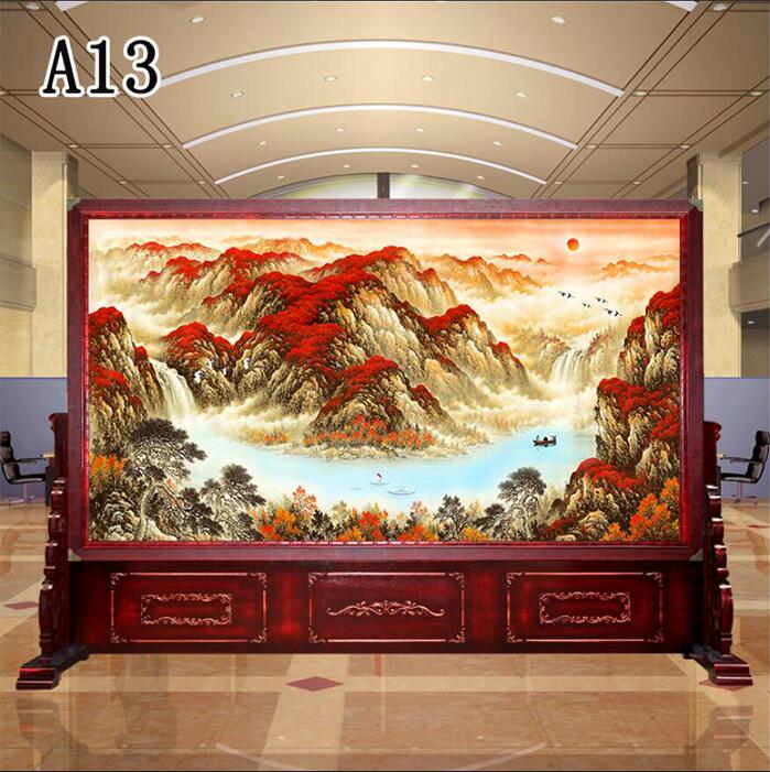 Chinese-style solid wood screen living room partition hotel to block the company office entrance double-sided Hongyun as the head of the screen