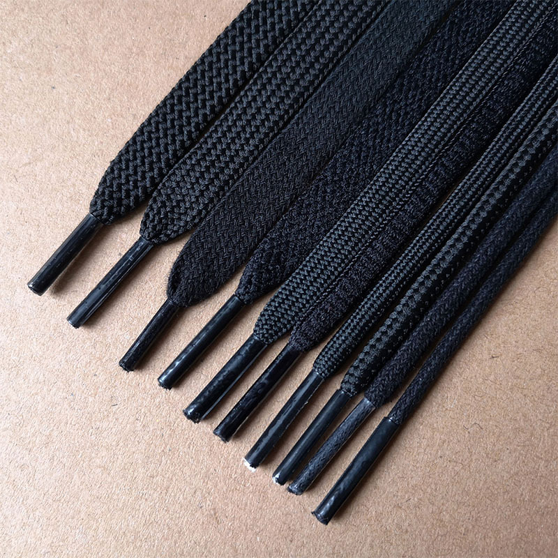 Black Shoelaces for Men and Women, Flat Oval Sports Casual Canvas Sneakers, Basketball Military Martin Boots, Large Leather Shoes