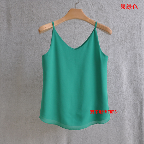 Phiên bản Hàn Quốc của áo yếm voan cổ chữ V mới mùa xuân và mùa hè rộng kích cỡ bên ngoài mặc áo không tay nữ quần áo thủy triều áo nữ