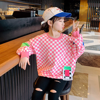 Girls sweater spring and autumn 2022 new children's foreign style net red children's fashion big children's spring plaid top