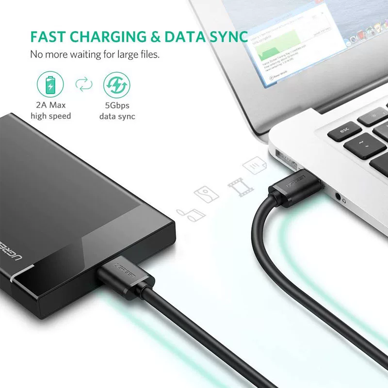 Зеленый кабель micro USB 3.0 2.1A для быстрой зарядки и передачи данных, жесткий диск