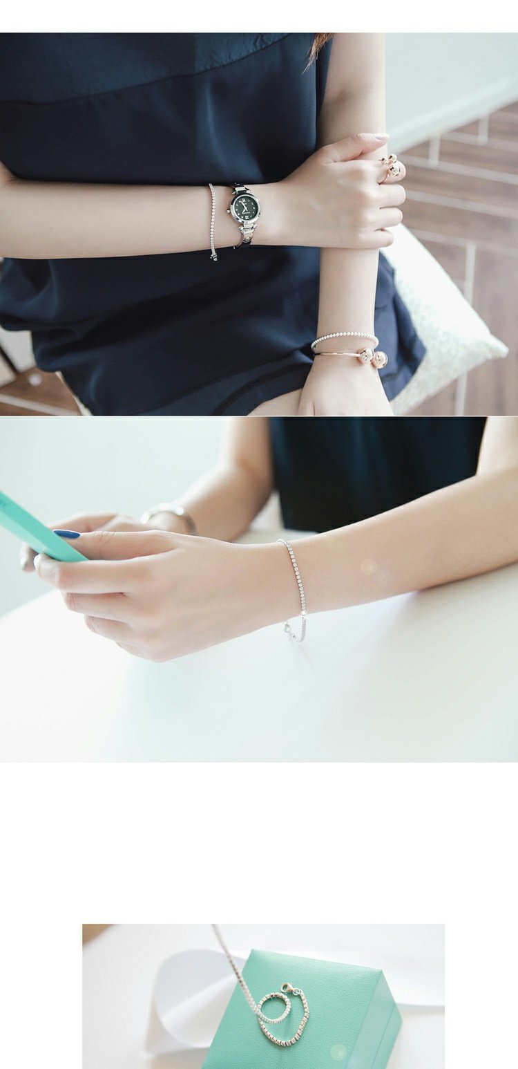 Phiên bản tiếng Nhật và tiếng Hàn của món quà sinh nhật hoang dã đơn giản ngọt ngào s925 sterling bạc sinh viên thủy triều sáng tạo zircon phụ kiện vòng đeo tay nữ vòng dâu tằm cho bé