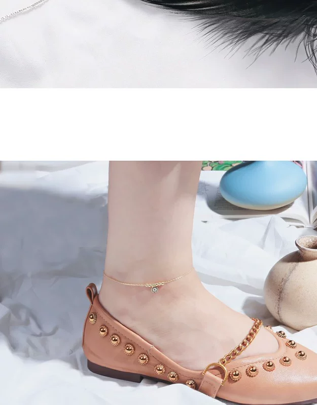 Sterling bạc vòng chân nữ phiên bản Hàn Quốc của sinh viên đơn giản Sen retro lãng mạn Thổ Nhĩ Kỳ mắt quỷ mắt cá chân chuỗi gợi cảm
