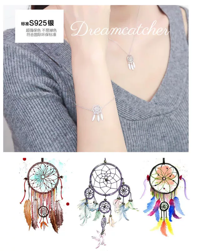 S925 sterling bạc ngọt ngào đơn giản phiên bản Nhật Bản và Hàn Quốc của những món quà nhỏ tươi vòng tay phong cách dân tộc lông mơ bắt vòng tay nữ vòng đeo tay nữ