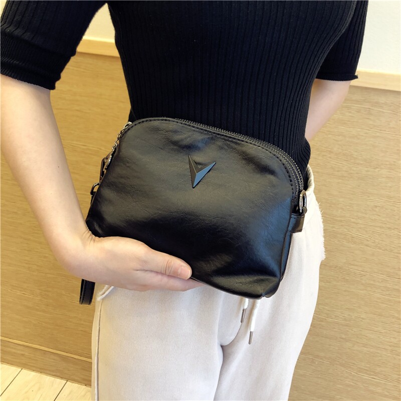 Ruofeng soft leather small bag 2021 new women's bag fashion shoulder bag multi-layer clutch bag simple diagonal cross bag tide casual