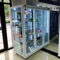 New flower cabinet flower shop air-cooled fresh-keeping cabinet three-sided glass door display cabinet stainless steel double-door vertical freezer