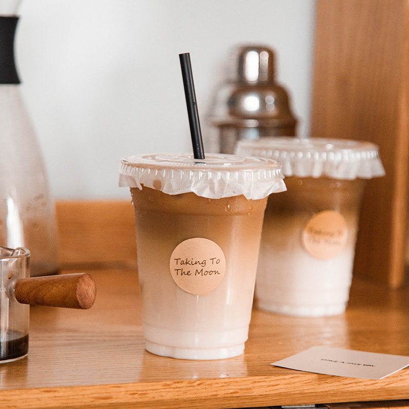 Food-Grade Iced Coffee and Milk Tea Cups, Disposable Plastic Beverage Cups with Lids, LAOSHU Drink Packaging Take-Out Cups for Cold Drinks