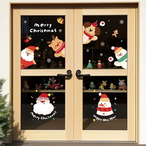 Рождественское стеклянное электрическое украшение для ногтей, оконная наклейка, пластырь, макет для пожилых людей