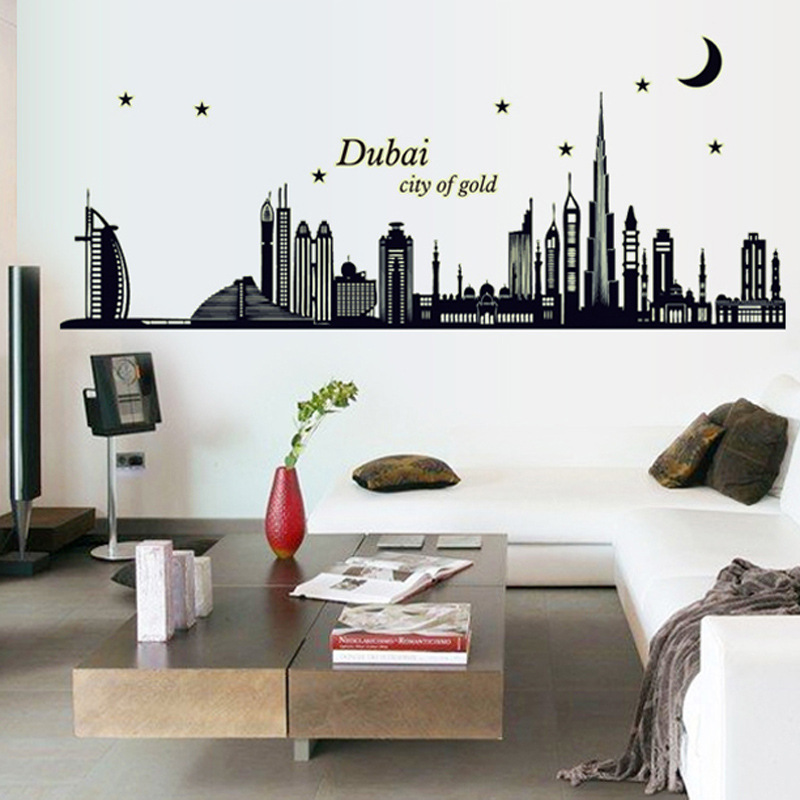 European-style building wall stickers luminous stickers scenery bedroom living room sofa TV background wall decoration fluorescent stickers stickers