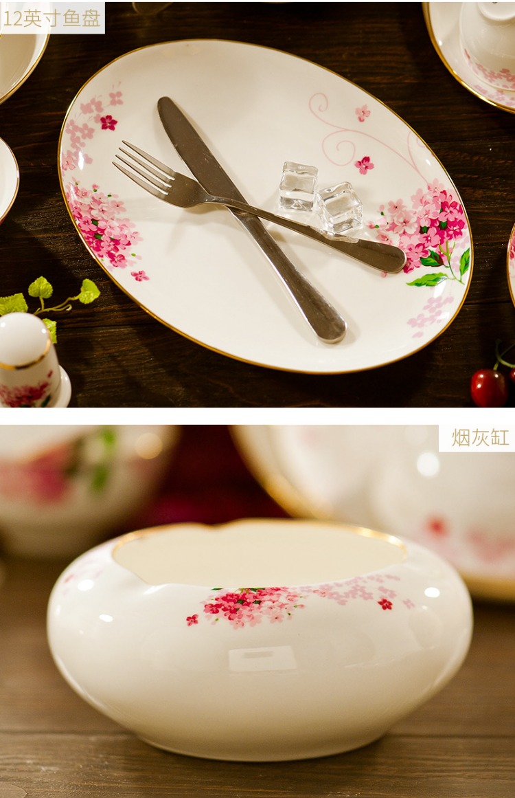 Bộ đồ ăn bằng gốm sứ Jingdezhen bát cơm bát bát gốm bát đĩa món cá bát súp bát hương vị món ăn miễn phí phù hợp muỗng ăn cơm