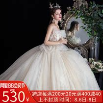 Halter neck main wedding dress bride 2021 new dreamy forest department super fairy Champagne bandeau virgin tail is thin