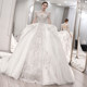 Long-sleeved main wedding dress 2023 new bridal heavy industry large tail v-neck starry sky petite women's going out dress 2024 light