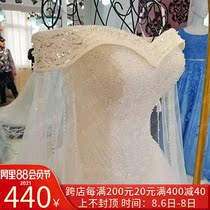 Court wedding dress bride 2021 new word shoulder flush French net red Hepburn long tail shake sound with the same