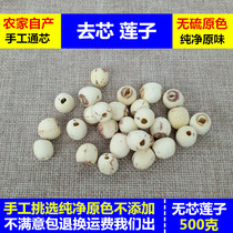 Core lotus seeds without core lotus seeds Tongxin farmhouse handmade lotus rice lotus seeds dry goods 500g powder waxy to core White Lotus