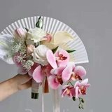 Новая китайская невеста камера реквизит Phalaenopsis складные фанаты букеты, свадьба в древнее стиль, приветственный утренний фанат