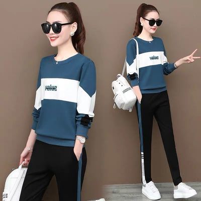 春秋季宽松时尚休闲运动卫衣两件套女