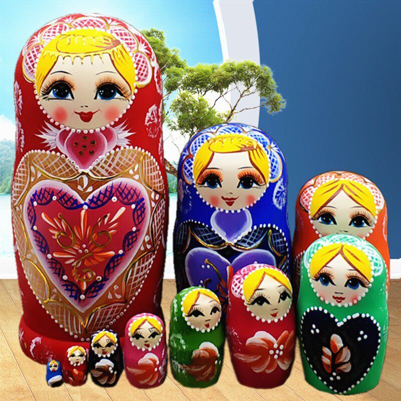 Russian nesting doll 10 layers featured handmade wooden products educational toys gift vibrato nesting doll 07