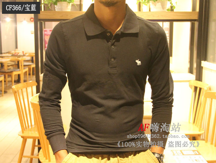 Thu đông 2018 mới af áo thun dài tay nam tự trồng ve áo kinh doanh áo thun polo cotton cotton giản dị áo phông polo