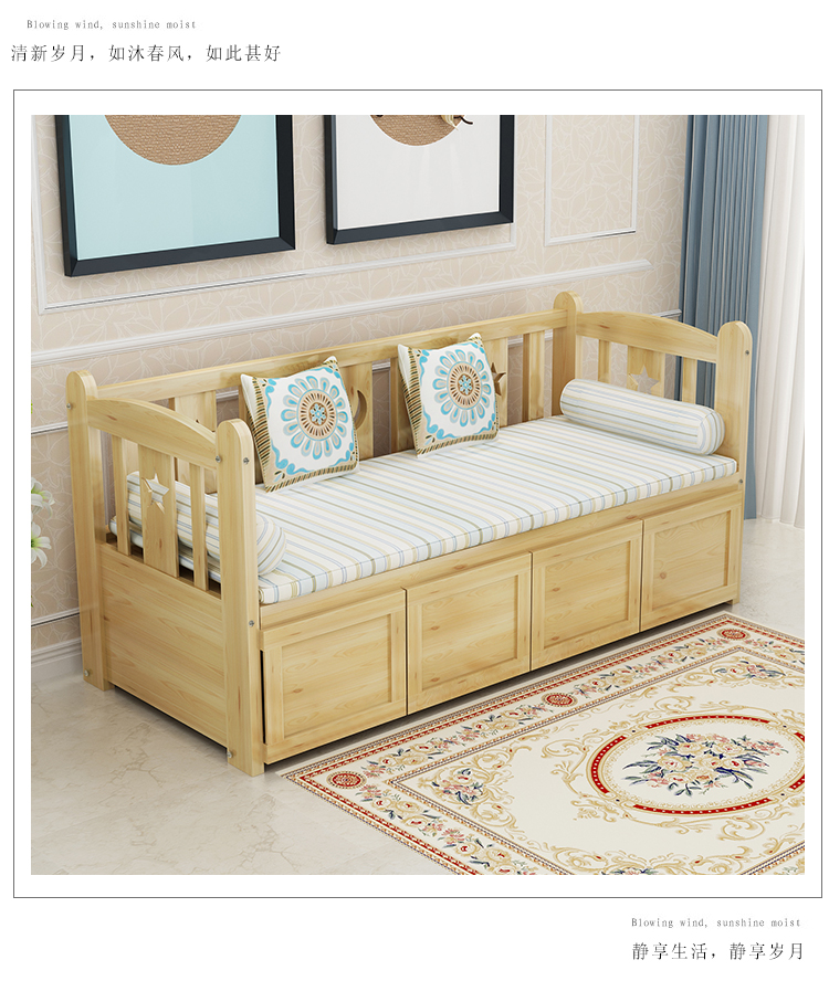 Gỗ nhân tạo giường mở rộng chức năng lưu trữ cộng mọc giường sofa giường giường nối vận chuyển thùng hộp giường - Giường giường cổ điển