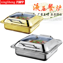  Thickened stainless steel square hydraulic visual buffet stove Buffy stove Electric heating plate insulation stove Breakfast stove tableware