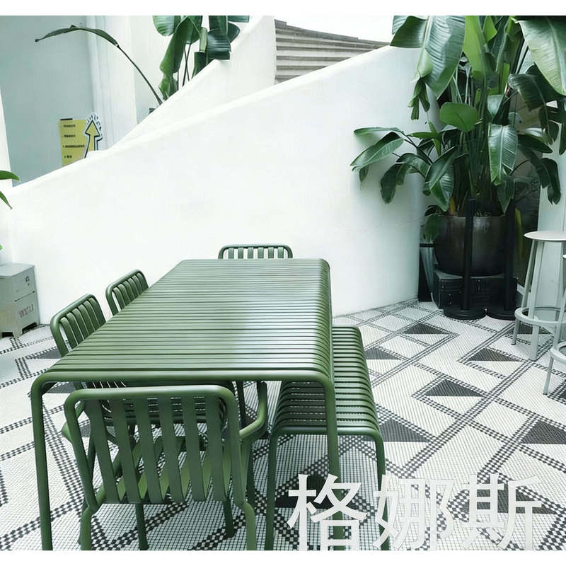 Outdoor Patio Furniture Set for Villa, Open-Air Leisure and Meeting Dining Table, Balcony Coffee Table and Chair Set, Outdoor Milk Tea Long Table
