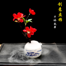 Creative disc decoration Mood Cold Vegetable Swing hotel Kitchen Gill Body Dry Ice Swing Tray Decorated With Flowers and Grass Lace Parquet