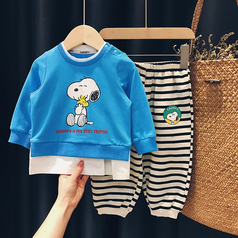 Nuby, snoopy, детский свитшот для мужчин и женщин, комплект, осень с длинными рукавами, западный стиль