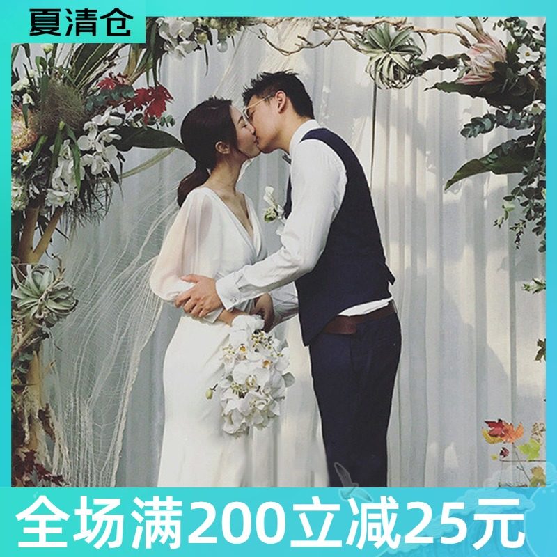 Forest department simple light wedding dress small children 2020 new bride travel shot door yarn thin dress yarn sleeves summer