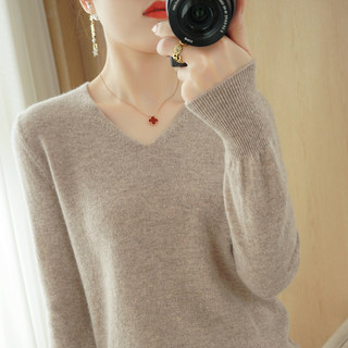 Soft and waxy versatile knitted sweater v-neck bottoming shirt for women