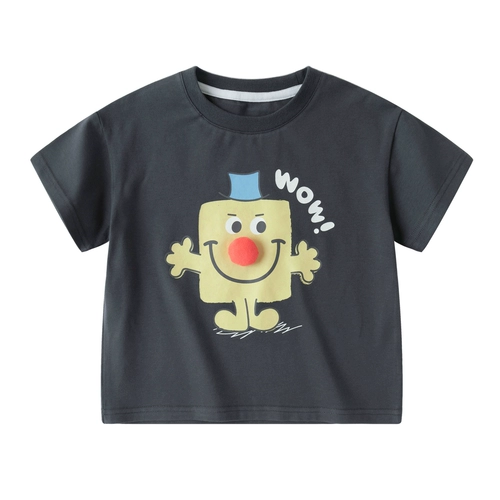 Детская летняя тонкая футболка для мальчиков, мультяшная летняя одежда, короткий рукав