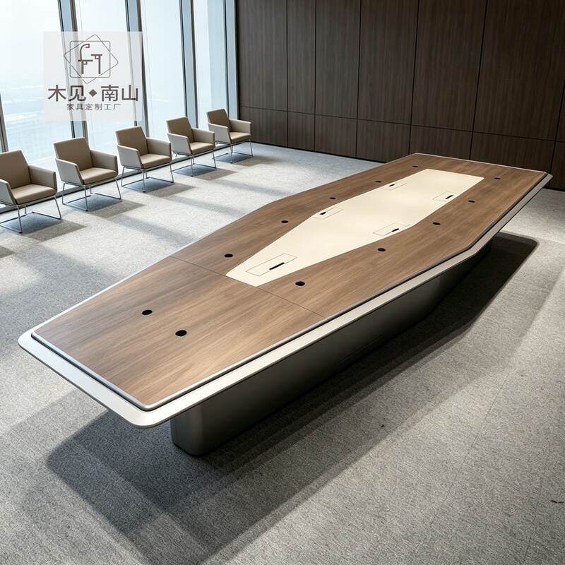Light Luxury High-End Design T-Shaped Solid Wood Conference Table, Modern Minimalist Large Business Negotiation Long Table