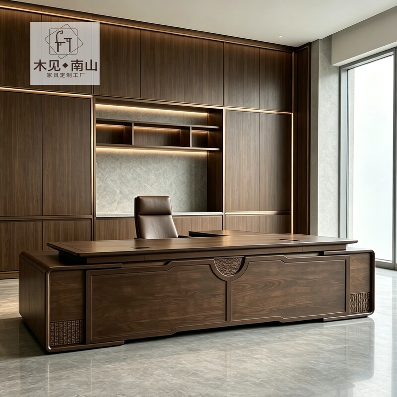 New Chinese-Style High-End Solid Wood Executive Desk 2026 New Model Mid-Century Style North American Black Walnut President's Desk New Chinese-Style High-End Solid Wood Executive Desk 2026 New Model Mid-Century Style North American Black Walnut President's Desk