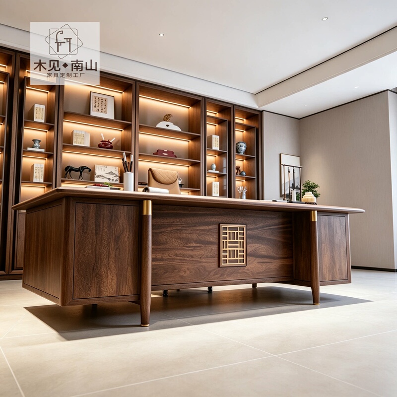 Song-Style Aesthetic Light Luxury Solid Wood Executive Desk 2026 New Model High-End Grand Executive Office Desk New Chinese Style Large Executive Desk Song-Style Aesthetic Light Luxury Solid Wood Executive Desk 2026 New Model High-End Grand Executive Office Desk New Chinese Style Large Executive Desk