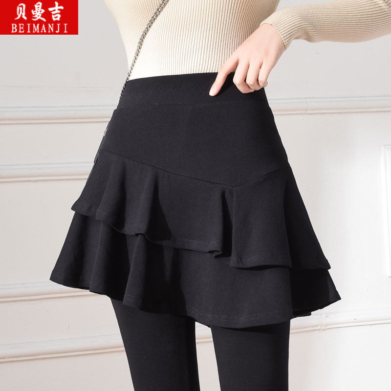 Inner Lap Pants With Skirt Fake two women High waist outskirt Skirt Pants Integrated suede Thickened Spring Autumn Winter pure cotton Skinder