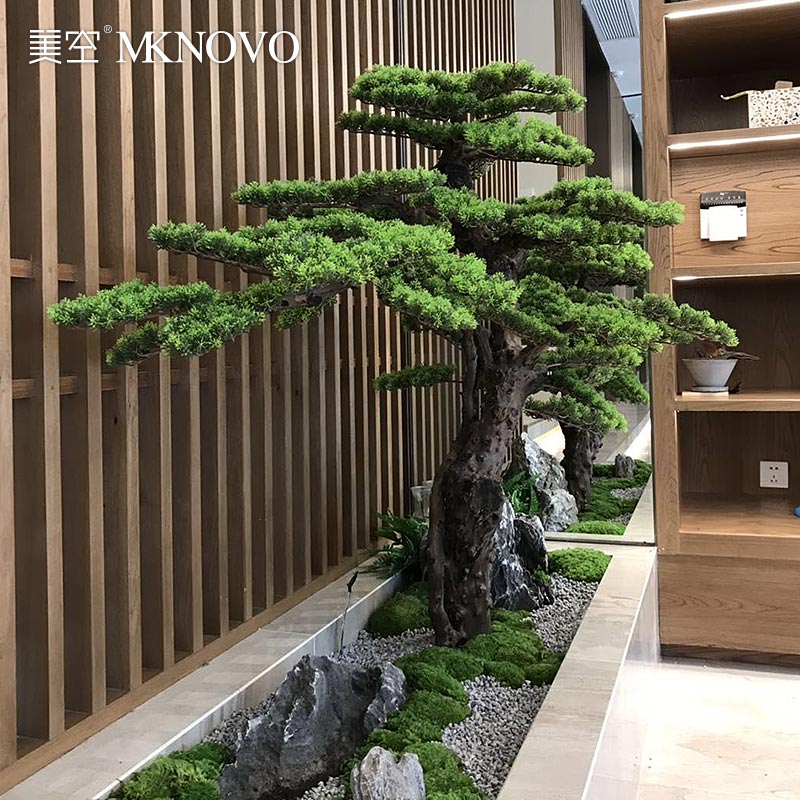 American Air Yingke Pine Bonsai Decoration Simulation Tree Hotel Indoor Floor Zen Green Plant Large Entrance Soft Decoration Cliff Cypress