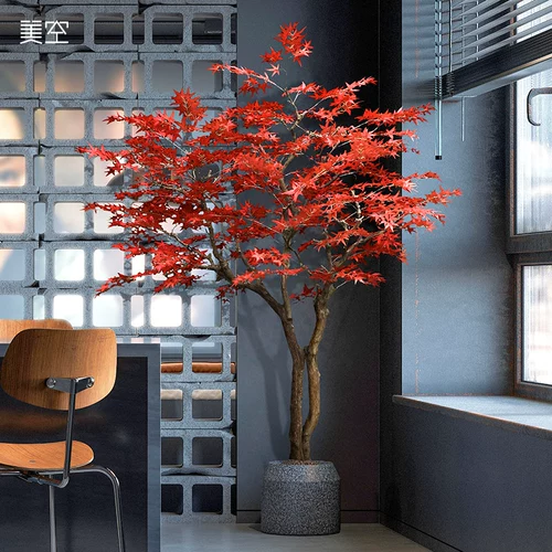 Красные кленовые украшения с твердым деревом Моделирование дерева японского стиля двора декоративное поддельное дерево