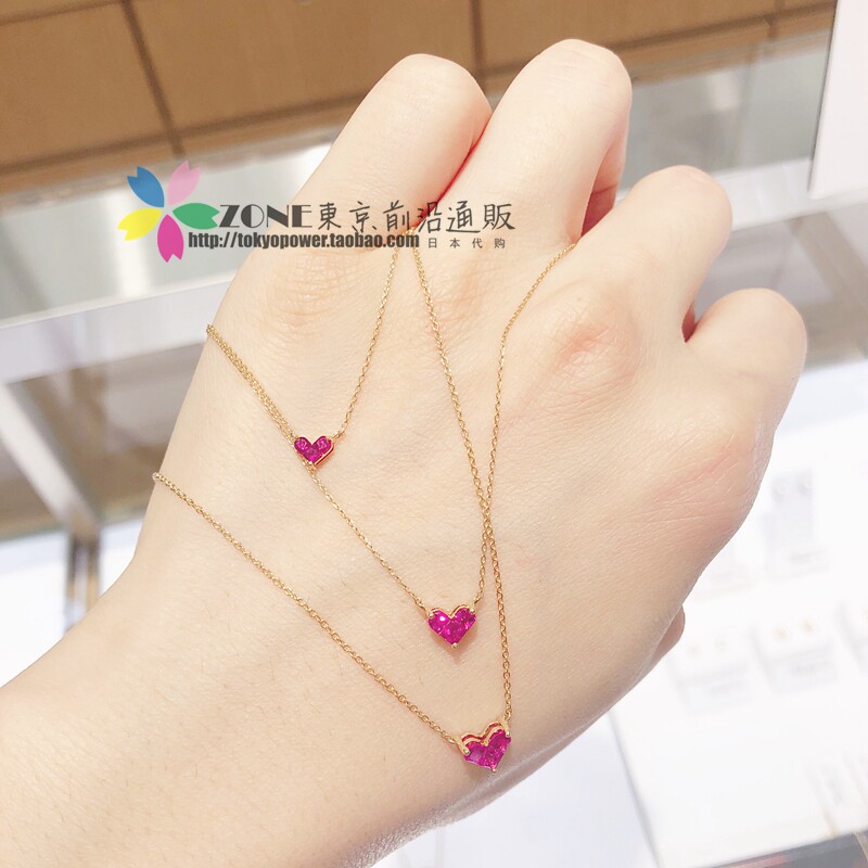 Japan Direct Mail StarJewelry Classic Mystery Hearts Series Ruby Loving 18K Necklace Handmade