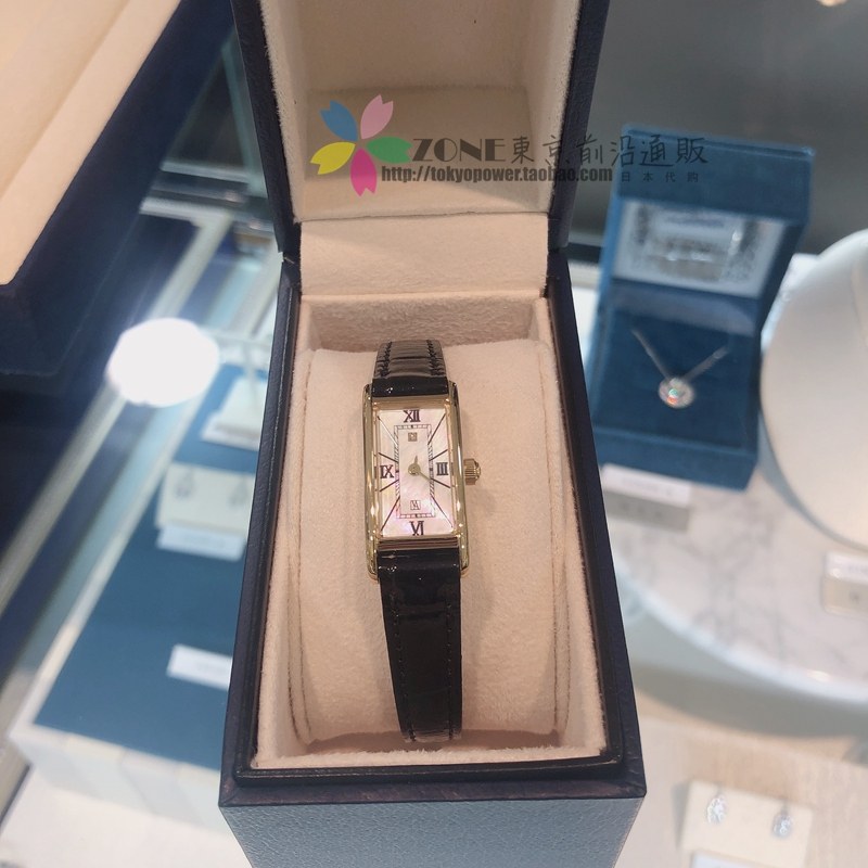 Japan VendomeAoyama 20 spring vintage baguette diamond plate crocodile pattern leather watch