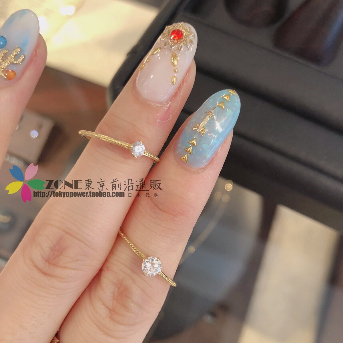 Japanese ginzarim classic magazine popularity single diamond four paws inlaid 18K gold ring-Taobao