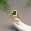 Spicy green natural A-grade jade gourd live ring