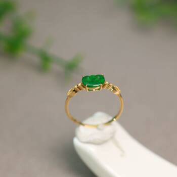 Full color spicy green natural grade a jadeite ruyi head ring