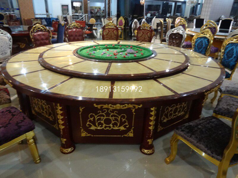 Hotel electric large round table 2 8 3 2 rice shop clubhouse box automatic rotation of 20 people marble dining tables and chairs