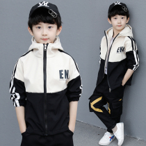 Boys suit 2021 spring and autumn new Korean version of boys sports western style autumn childrens two-piece suit tide childrens clothing middle and large children