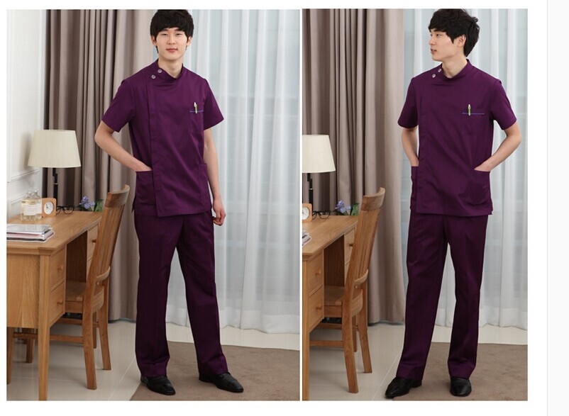Nightingale Khoan Workwear Nha khoa Răng miệng Nam Bác sĩ Trắng Tay áo ngắn màu xanh Mùa hè Bộ chăm sóc đồ bảo hộ y tế