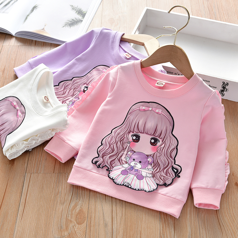 Pink & Zd036girl Autumn clothes Undershirt 2020 new pattern Children's wear children pure cotton T-shirt baby Foreign style Long sleeve Crew neck Sweater tide