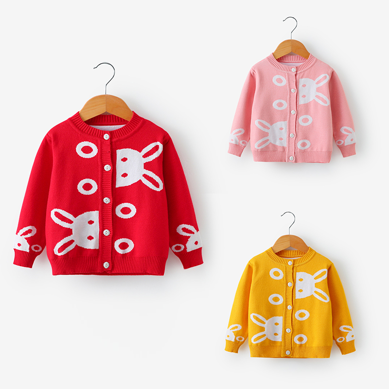 2022 Fall 2022 Girls new coat sweater autumn and winter dress girl baby rabbit rabbit long sleeve knife sweater