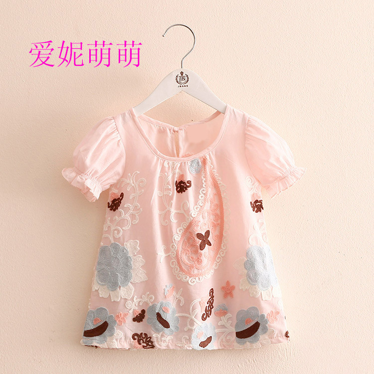 Children's clothing baby shirt summer short-sleeved skirt shirt 2022 summer new baby girl summer children's Western style T-shirt top
