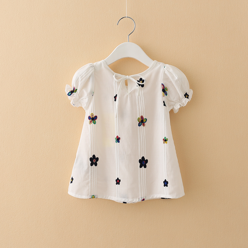 2022 Summer Children's Clothing Shirts Children's Korean Short Sleeve Shirts Girls New Tops Cotton Women's Western Style Baby Shirts